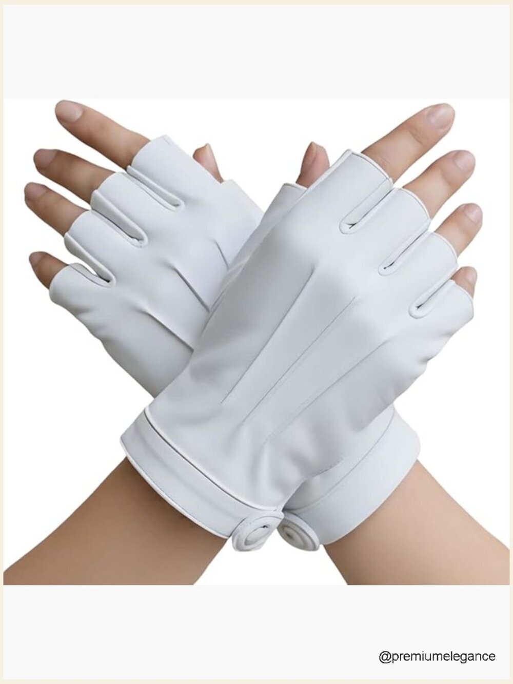 Genuine Leather Fingerless Driving Gloves - Adjustable Wrist, Half Finger Design